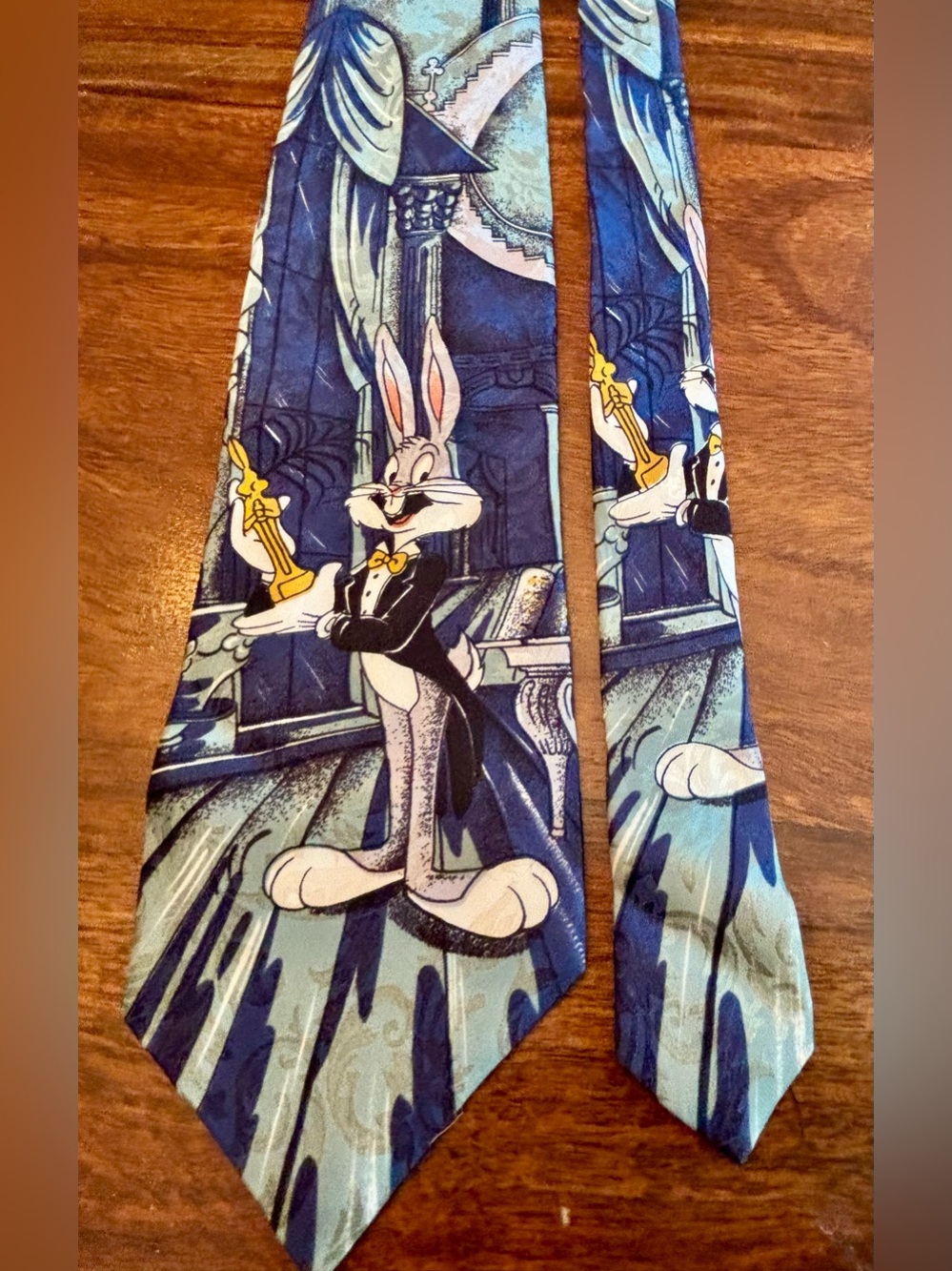 Warner Bros. Looney Tunes Silk Tie in Navy, Light Blue and Gold